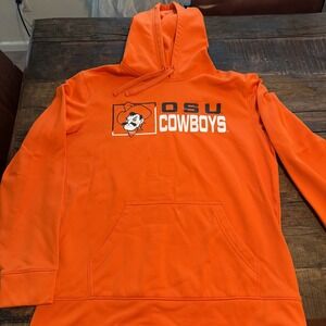 OKLAHOMA STATE COWBOYS Orange Long Slv Pullover Hoodie Mens L  NICE!